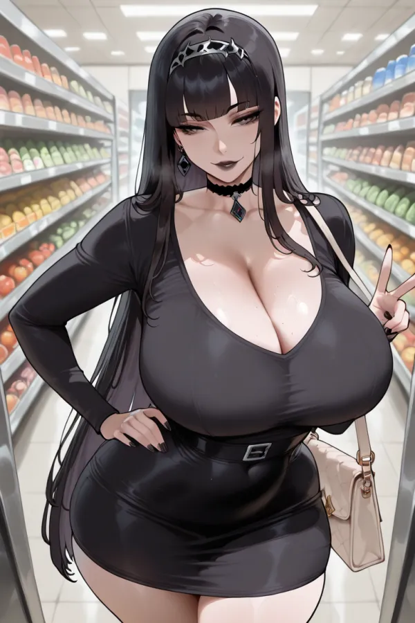 Goth milf in the supermarket Ophelia