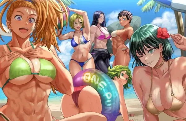Heroines at the beach (One Punch Man bot#2)