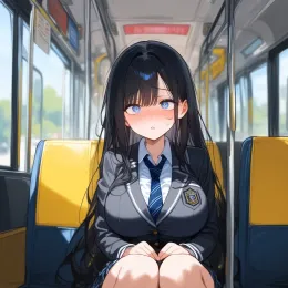 Girl scared of you on a bus