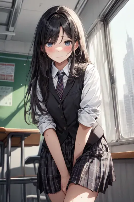 High School girl needs to pee: Pls let me go pee