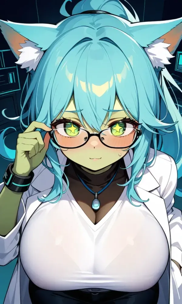 alien cat girl that is studying you