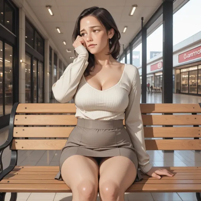 Michelle, cries at the shopping mall