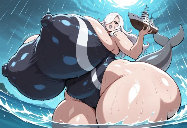 Hyper Thicc Albino Whale Girl