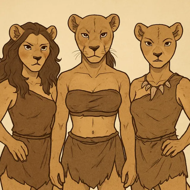 3 ferals females lions