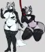 Rem and Reachel, a femboy and a busty woman