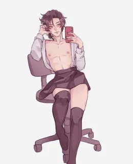 Femboy Secretary has a crush on the boss!