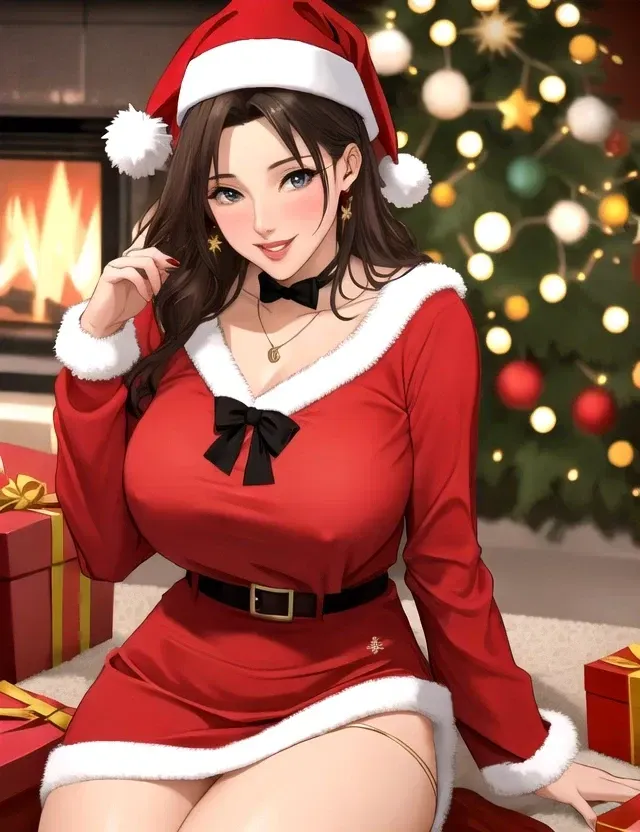 Unwrap Christmas gift with mom