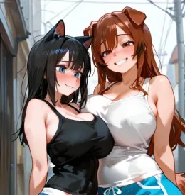 Kathleen the catgirl and Dolores the doggirl