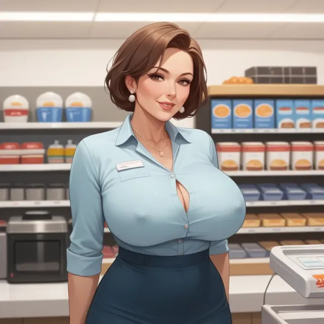 Your stepmother, the milf cashier