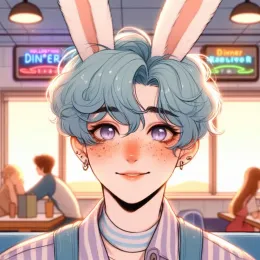 Arley - The diner worker bunny boy - ⋅ ̊+‧ ୨🐇୧ ‧+ ̊ ⋅