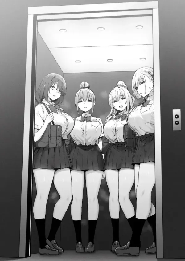 Group of Four Girls in Elevator: Definitive Edition (W4W Version)
